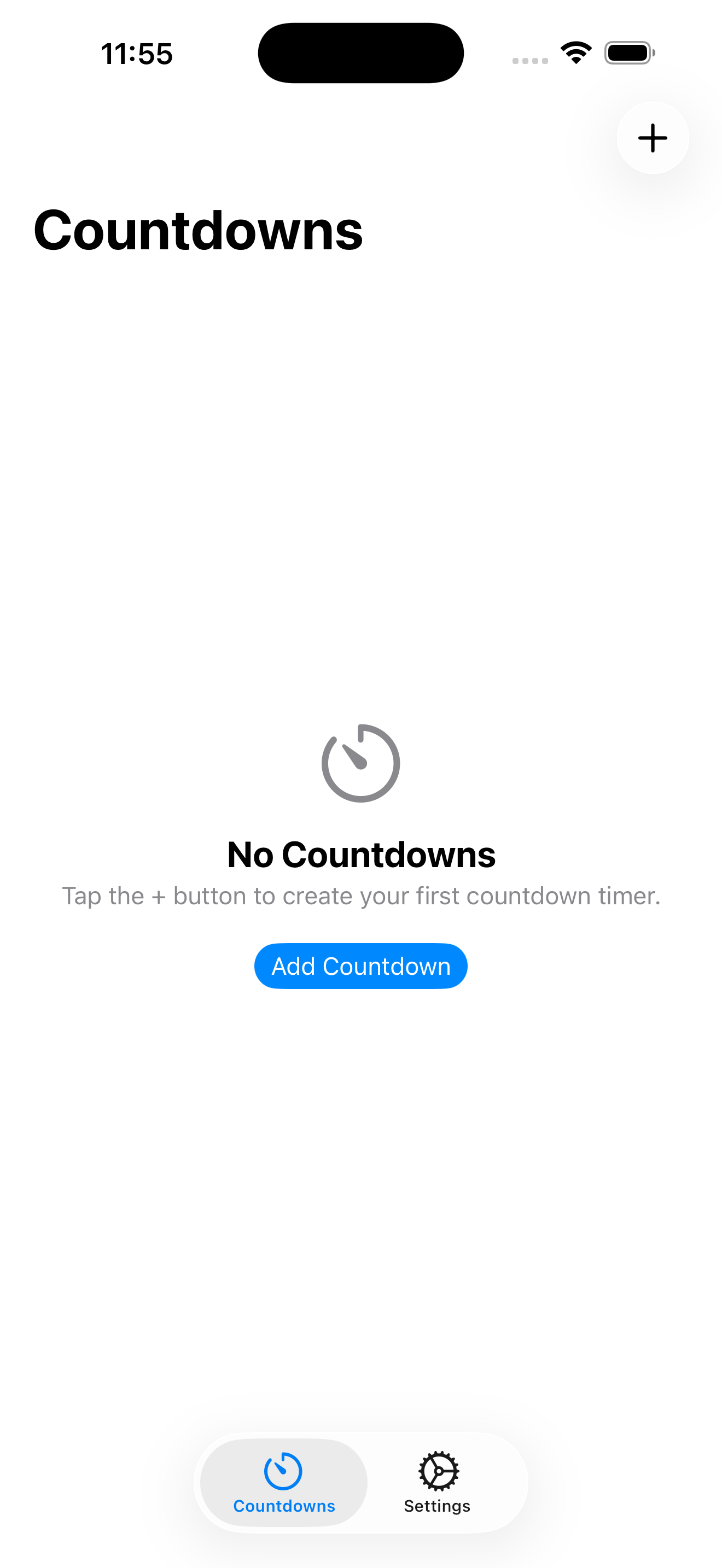Count Me Down showing countdown list