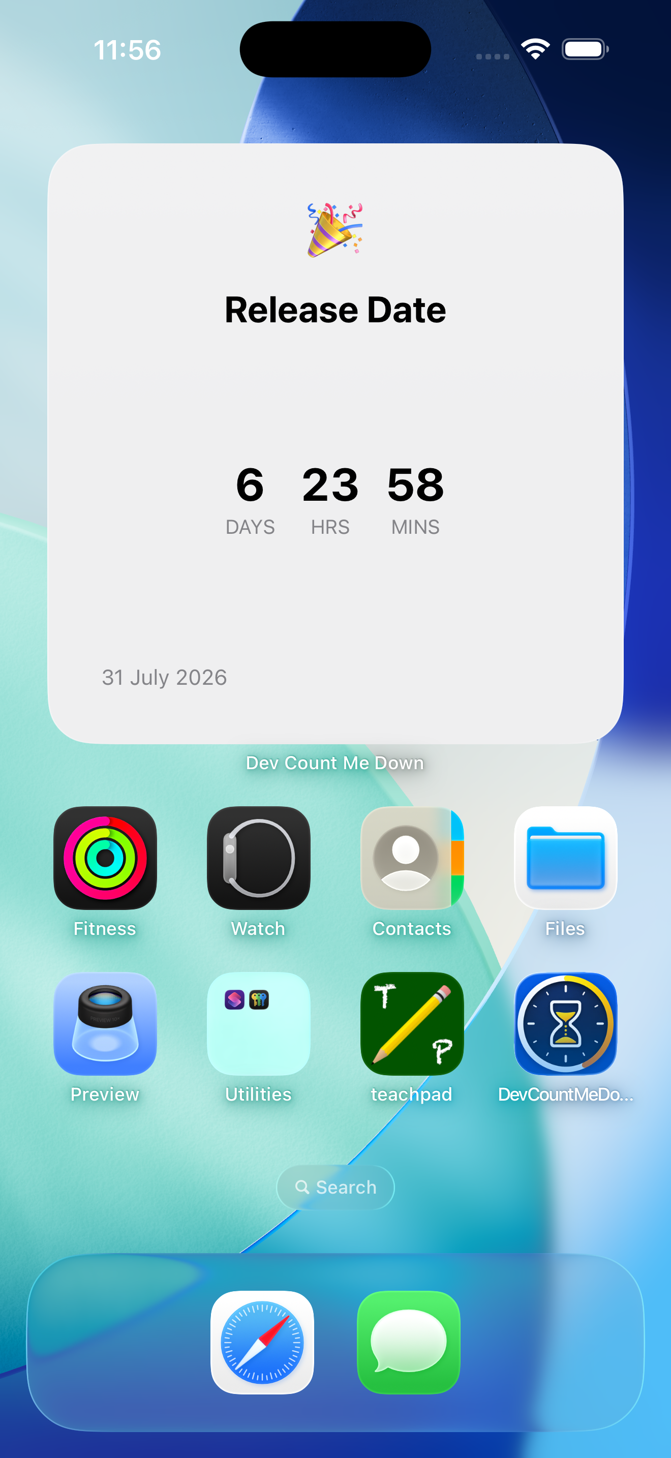 Count Me Down showing settings
